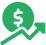 Money increase symbol with arrow